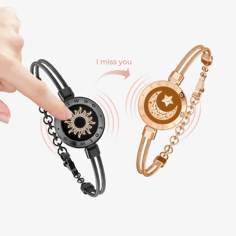 [White Heart Gift Packaging] Sun&Moon Touch Bracelets with Snake Chain