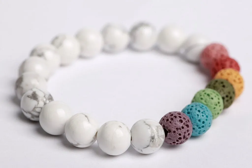 White Howlite with lava colors
