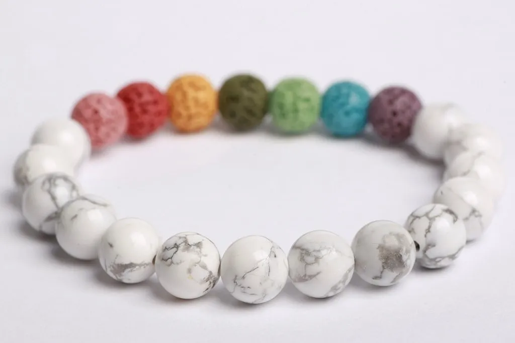 White Howlite with lava colors
