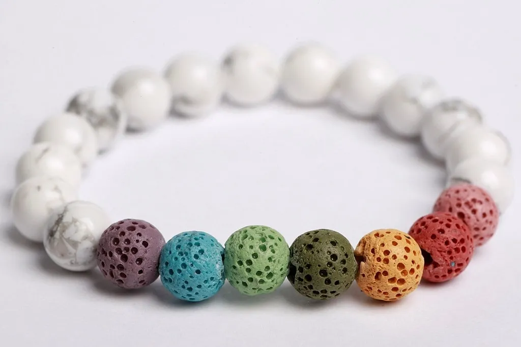 White Howlite with lava colors