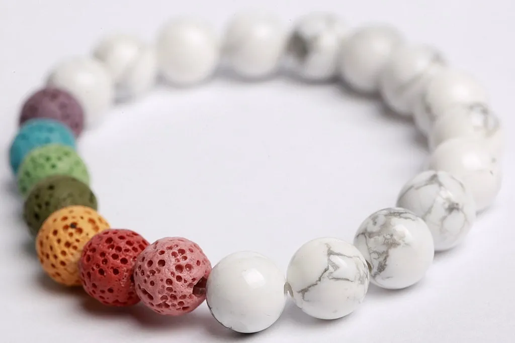 White Howlite with lava colors