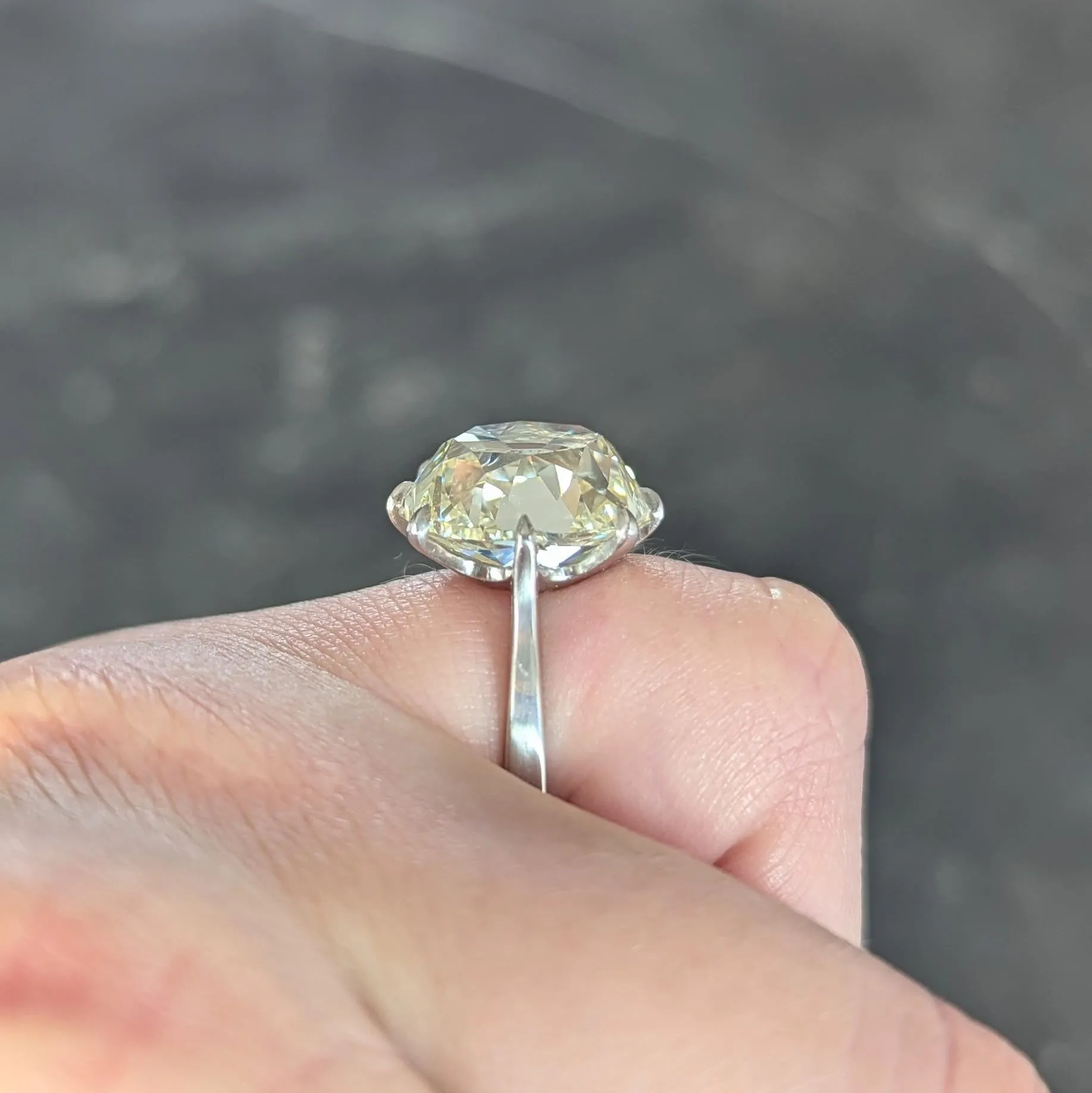 Wilson's Bespoke 10.18 CT Old Mine Cut Butter Diamond™ Platinum Solitaire Engagement Ring GIA
