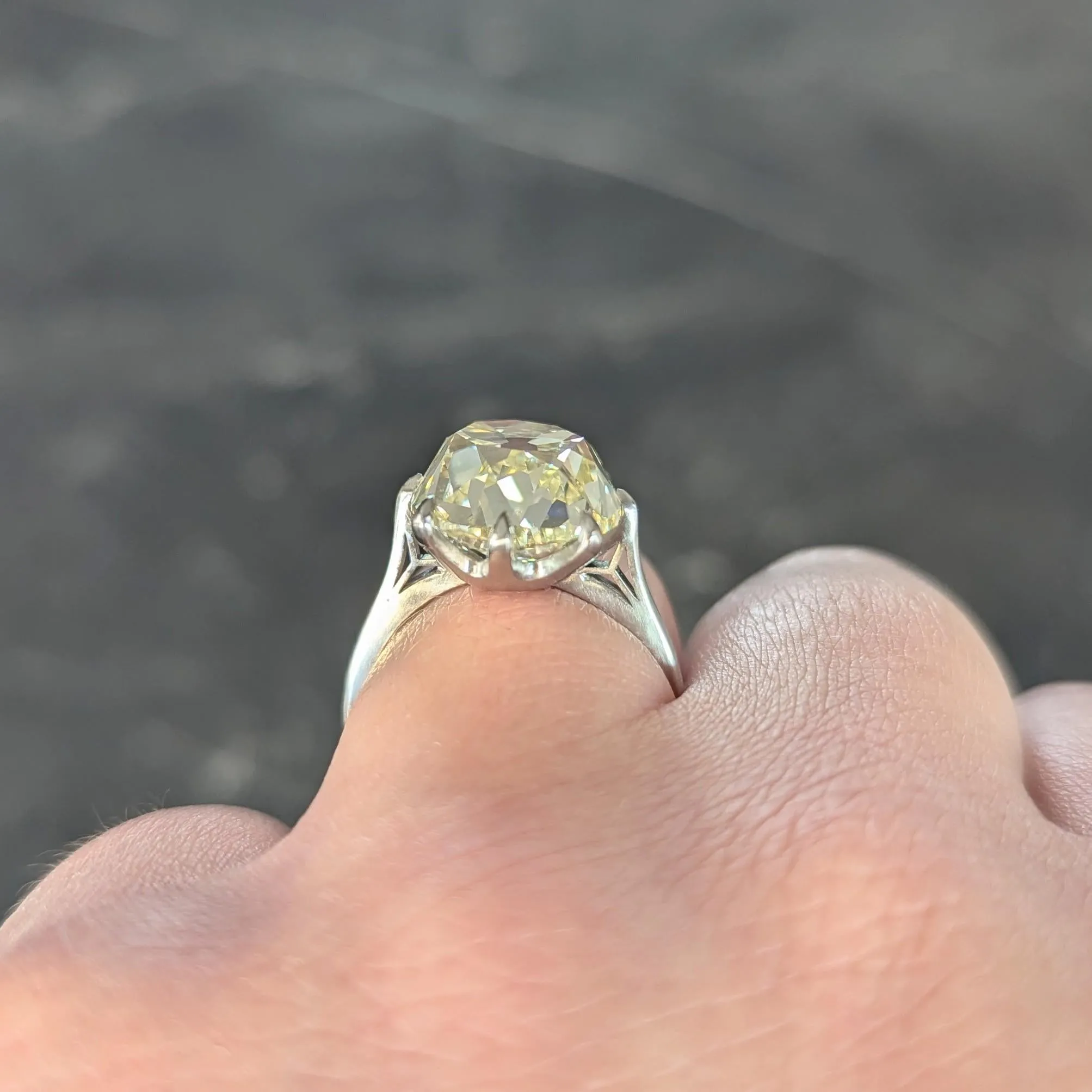 Wilson's Bespoke 10.18 CT Old Mine Cut Butter Diamond™ Platinum Solitaire Engagement Ring GIA