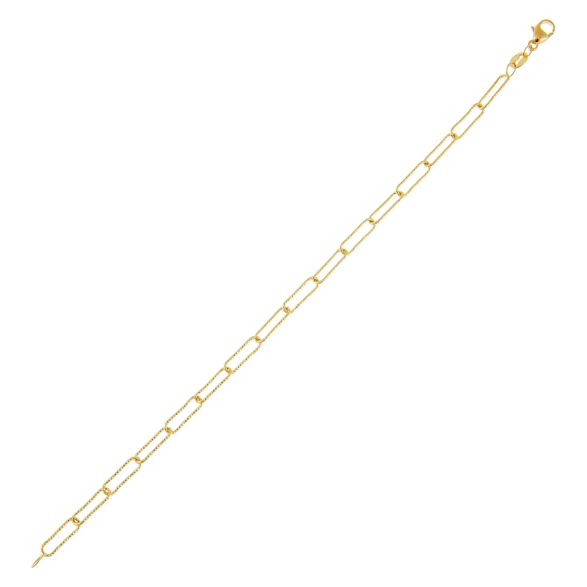 Wire Diamond Cut Link Bracelet 14K