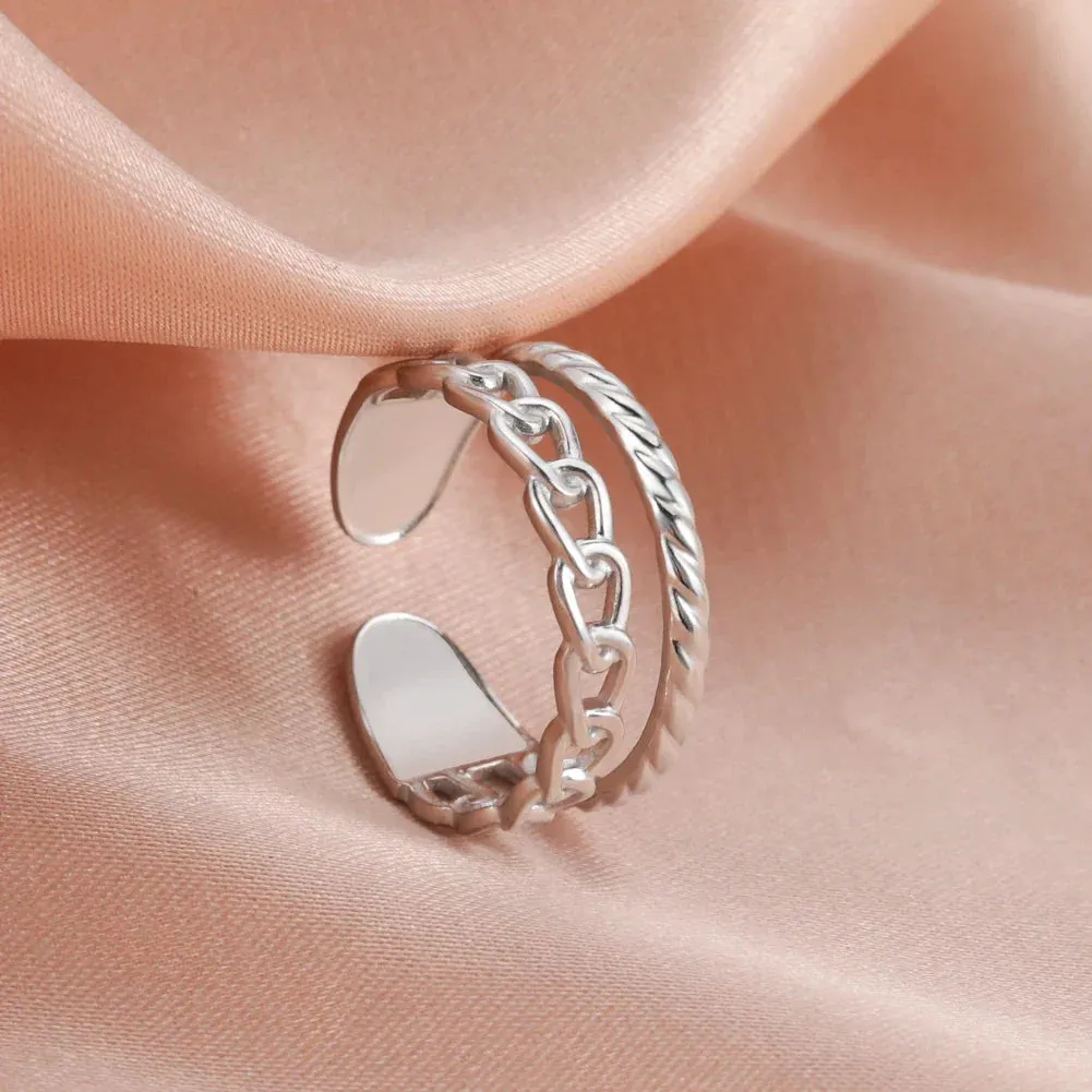Women Rings Geometric Heart Aesthetic Adjustable Open Finger Ring Fashion Party Jewelry Gifts