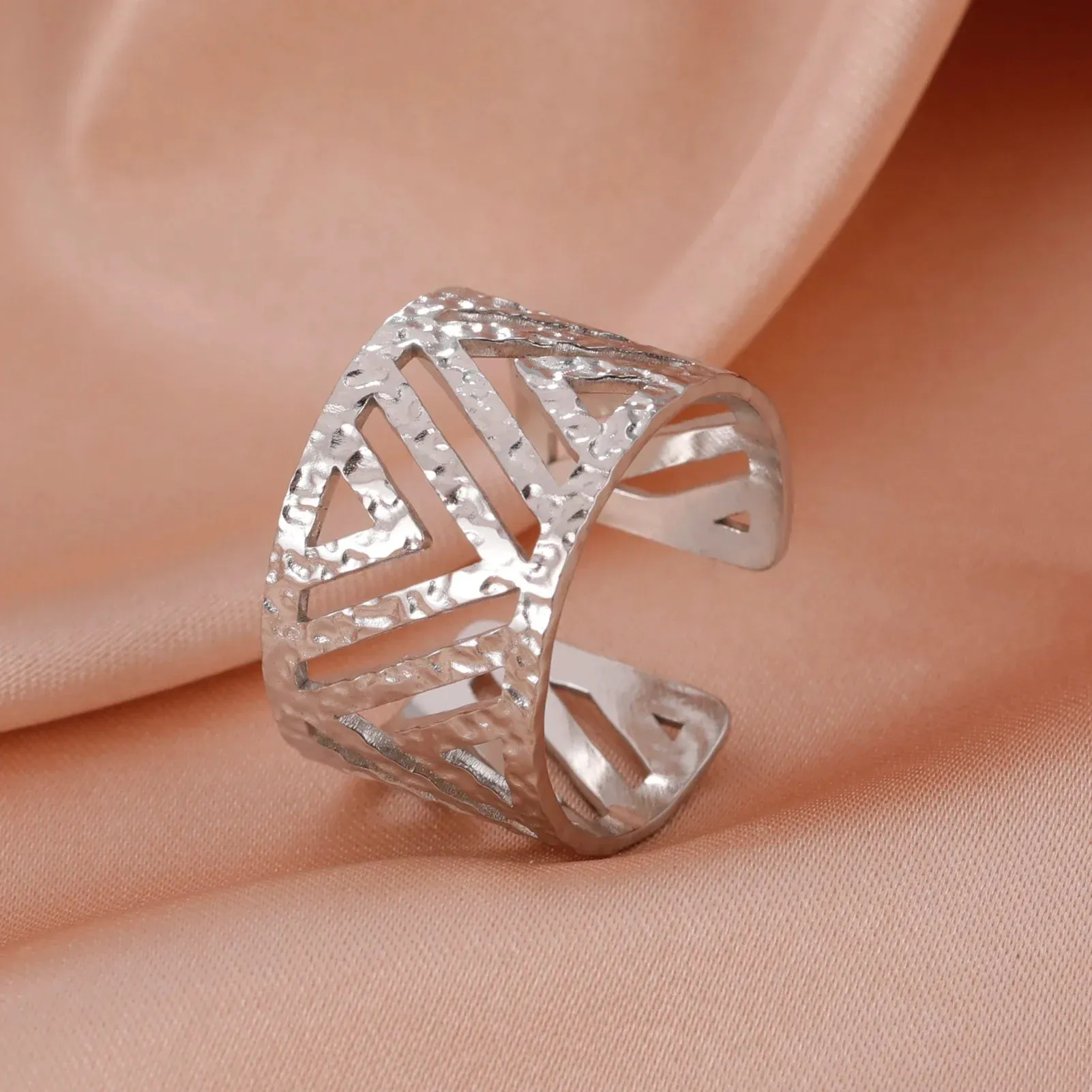 Women Rings Geometric Heart Aesthetic Adjustable Open Finger Ring Fashion Party Jewelry Gifts