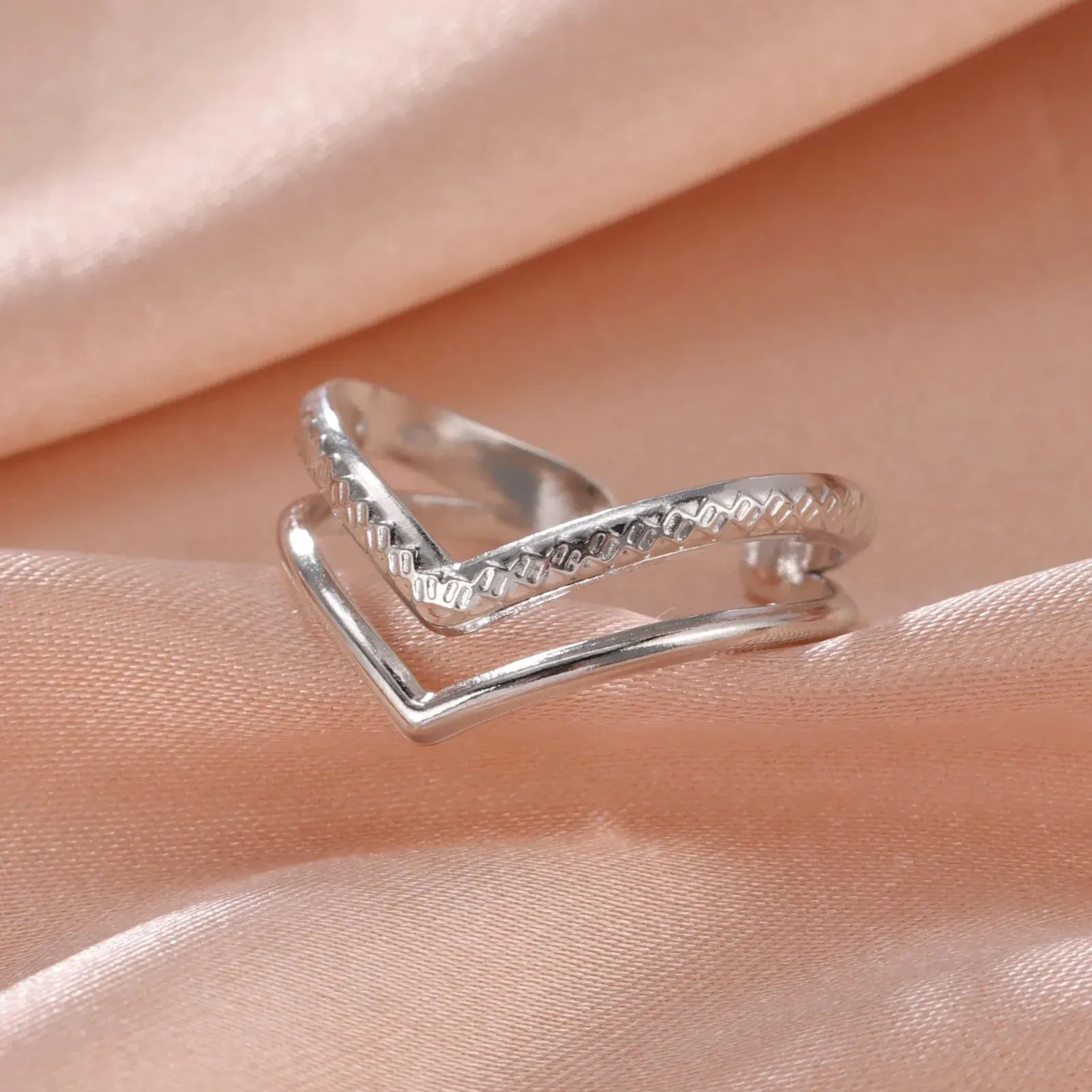 Women Rings Geometric Heart Aesthetic Adjustable Open Finger Ring Fashion Party Jewelry Gifts