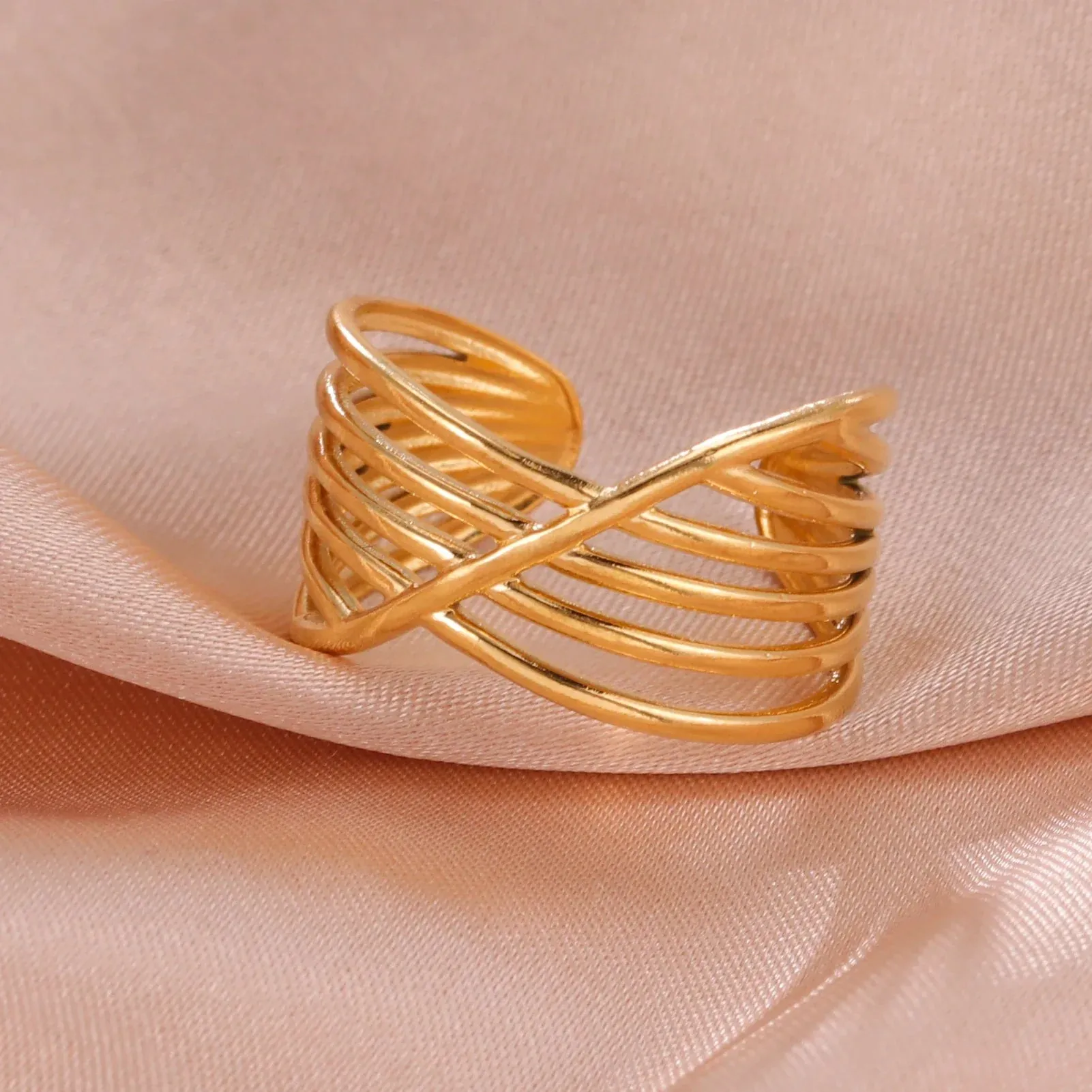 Women Rings Geometric Heart Aesthetic Adjustable Open Finger Ring Fashion Party Jewelry Gifts