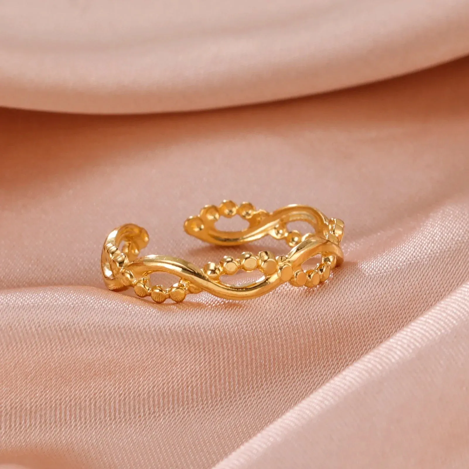 Women Rings Geometric Heart Aesthetic Adjustable Open Finger Ring Fashion Party Jewelry Gifts