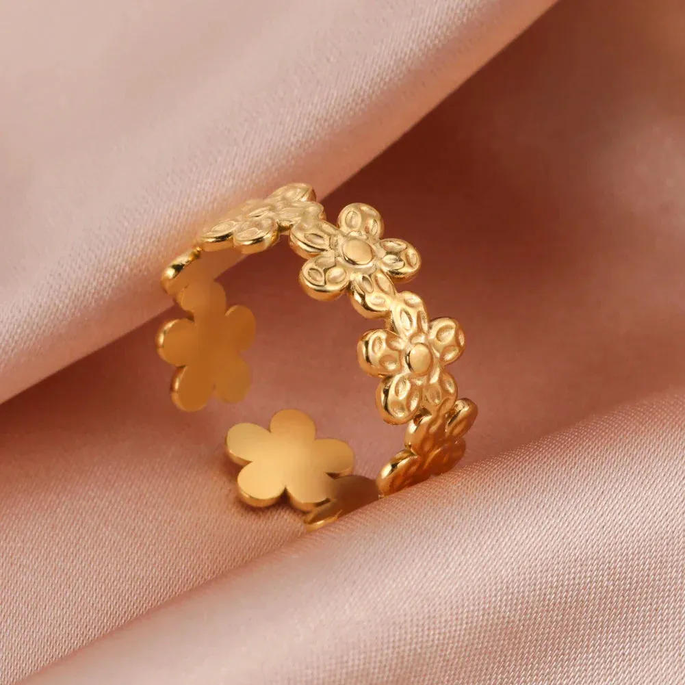 Women Rings Geometric Heart Aesthetic Adjustable Open Finger Ring Fashion Party Jewelry Gifts