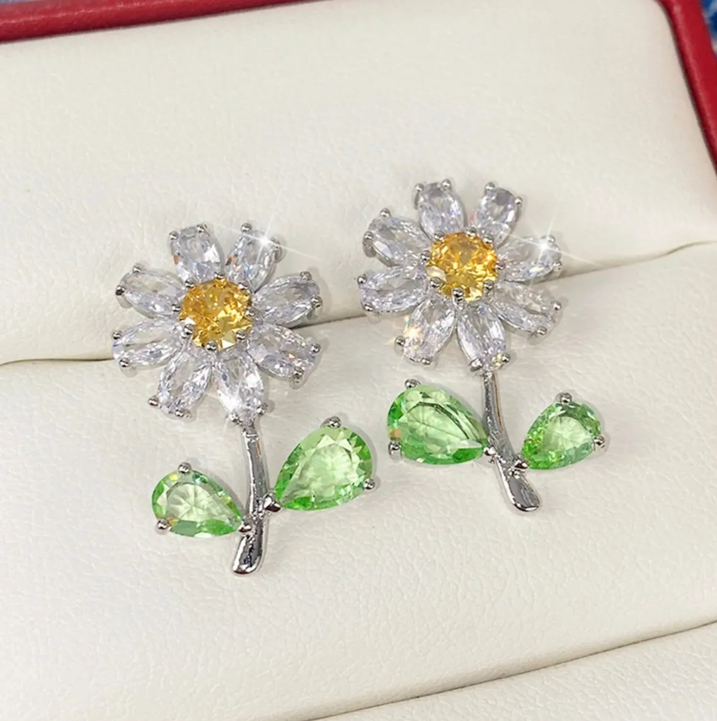 Womens Earrings | Yellow Diamond Earrings | Diamond Earrings | Diamond Ear Studs | Flower Earrings | Womens Ear Studs | Floral Ear Studs
