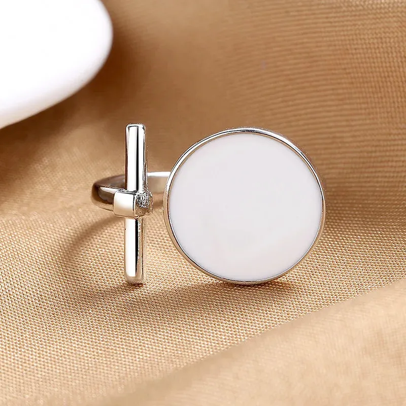 Women's Fashion Geometric Open Rings Accessory Black/White Round Epoxy Glossy Disk Female Trendy Golden Ring Jewelry Best Gifts