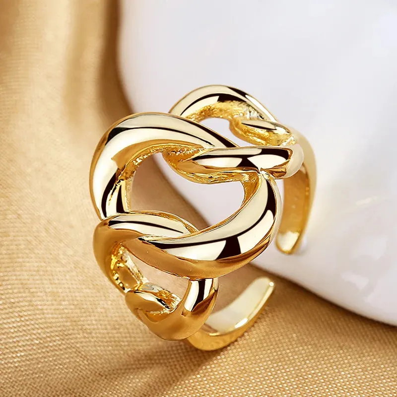 Women's Fashion Geometric Open Rings Accessory Black/White Round Epoxy Glossy Disk Female Trendy Golden Ring Jewelry Best Gifts
