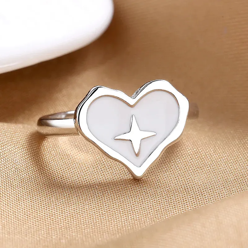 Women's Fashion Geometric Open Rings Accessory Black/White Round Epoxy Glossy Disk Female Trendy Golden Ring Jewelry Best Gifts