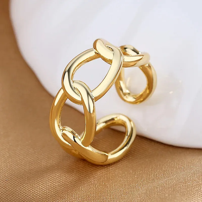 Women's Fashion Geometric Open Rings Accessory Black/White Round Epoxy Glossy Disk Female Trendy Golden Ring Jewelry Best Gifts