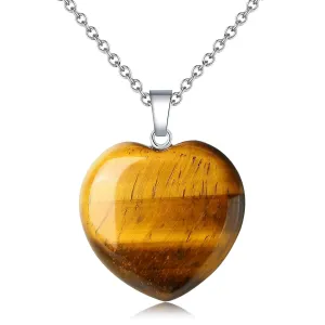 XIANNVXI Tiger Eye Necklace Mothers Day Gifts Healing Crystal Heart Gemstone Pendant Necklaces Natural Spiritual Witchcraft Reiki Quartz Stone Jewelry for Women Girlfriend