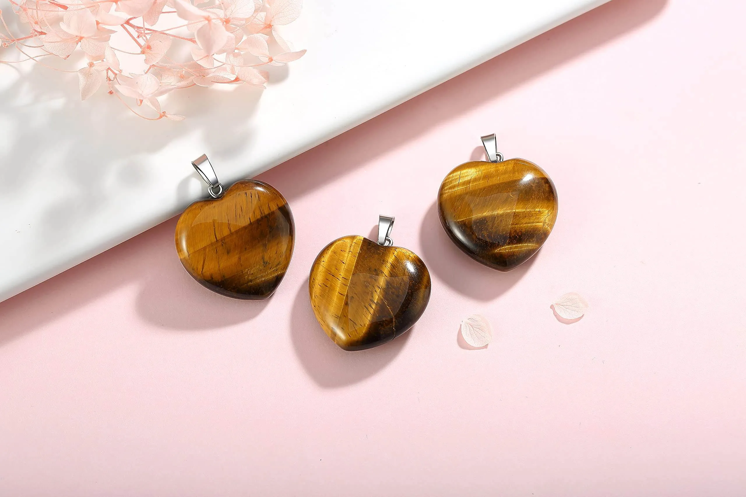 XIANNVXI Tiger Eye Necklace Mothers Day Gifts Healing Crystal Heart Gemstone Pendant Necklaces Natural Spiritual Witchcraft Reiki Quartz Stone Jewelry for Women Girlfriend