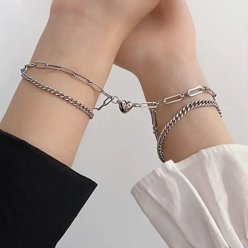 Y2K Stainless Steel Magnetic Couple Necklace for Stylish Romance