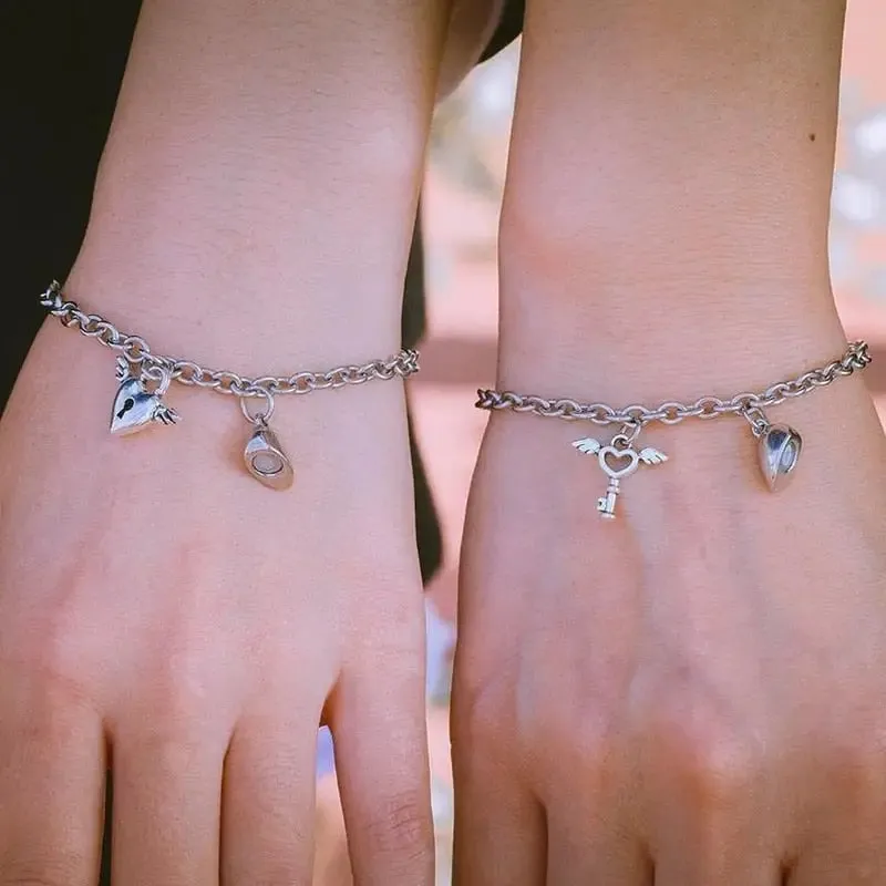 Y2K Stainless Steel Magnetic Couple Necklace for Stylish Romance