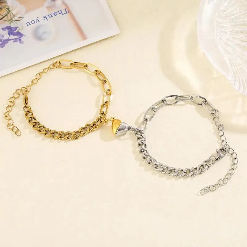 Y2K Stainless Steel Magnetic Couple Necklace for Stylish Romance