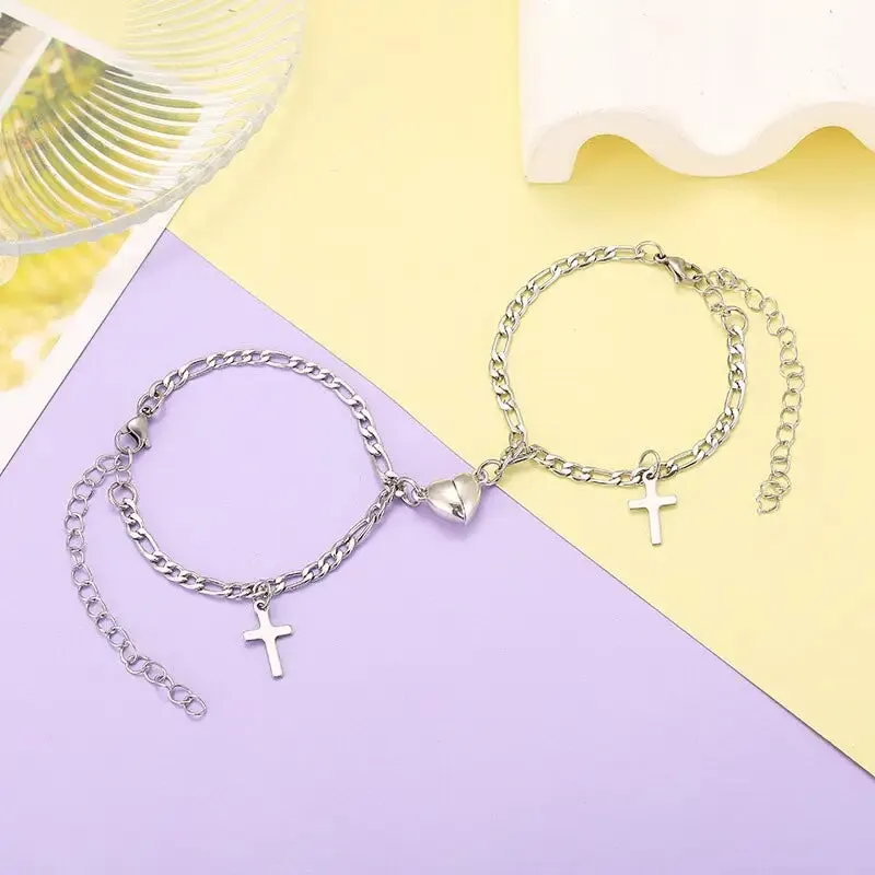 Y2K Stainless Steel Magnetic Couple Necklace for Stylish Romance