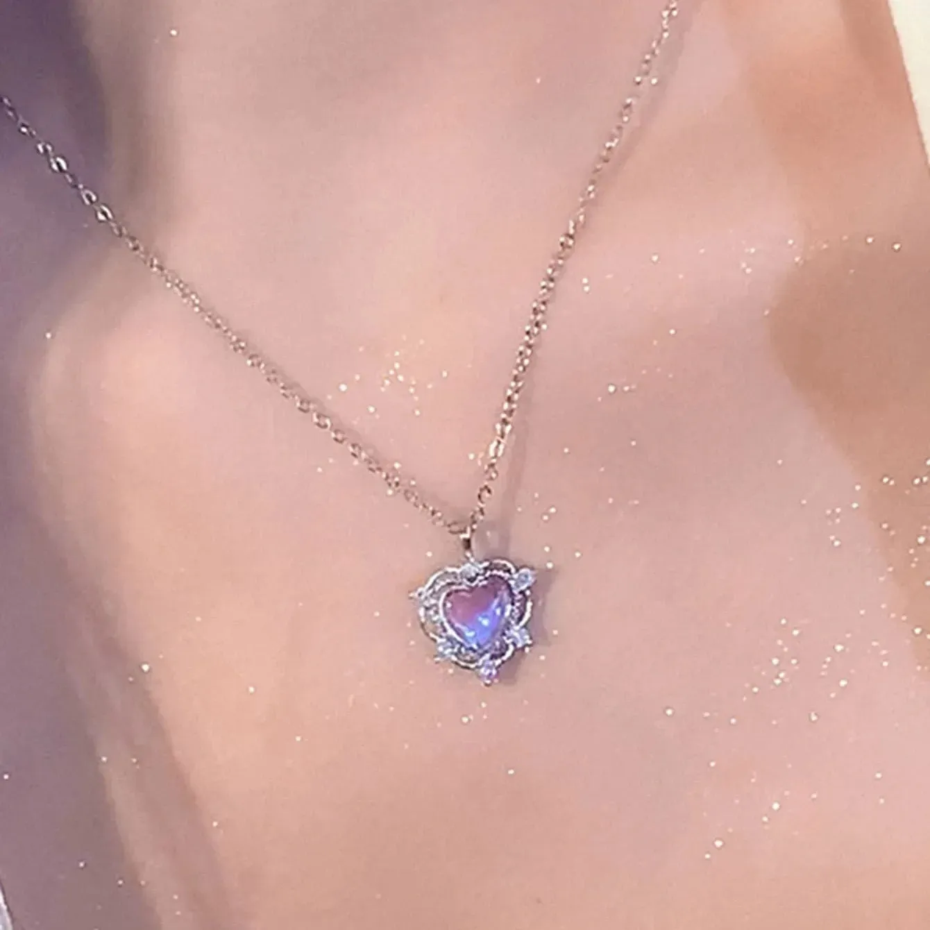 Y2K Star Zircon Pendant Necklace for Women Luxury Sweet Cool Girl Punk Heart Clavicle Chain  2023 New Fashion Jewelry Party Gift