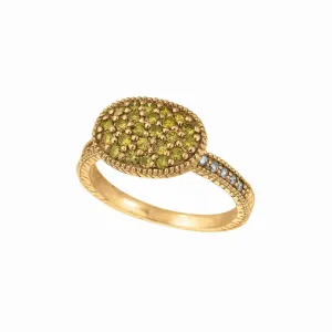 YELLOW & WHITE DIAMOND OVAL SHAPE RING 14K GOLD (0.55 CTW)