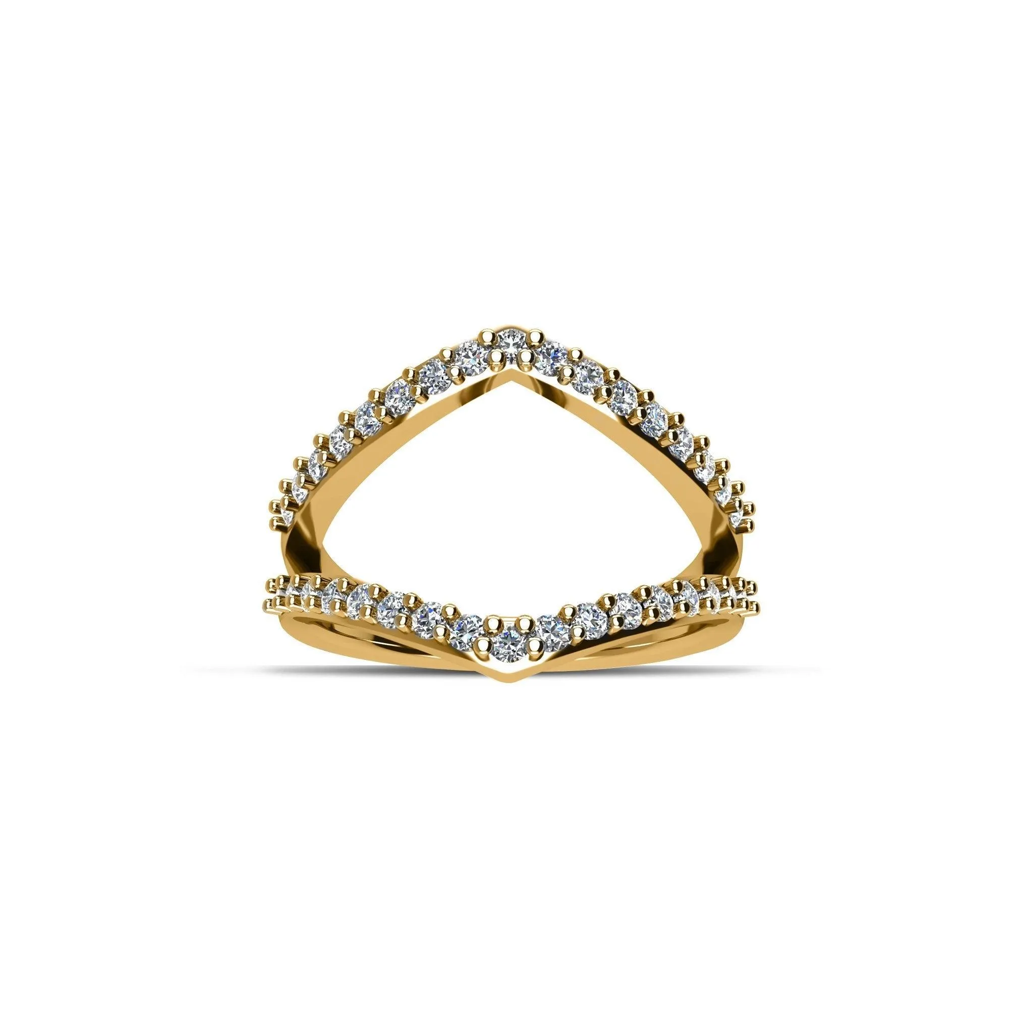 Yellow Gold Plated Cubic Zirconia Fashion Geometric Ring in Sterling Silver