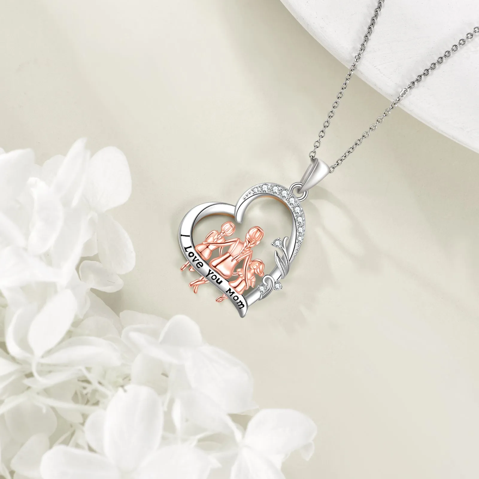 YFN Pure Silvery Mother Necklace 925 Christmas Gift