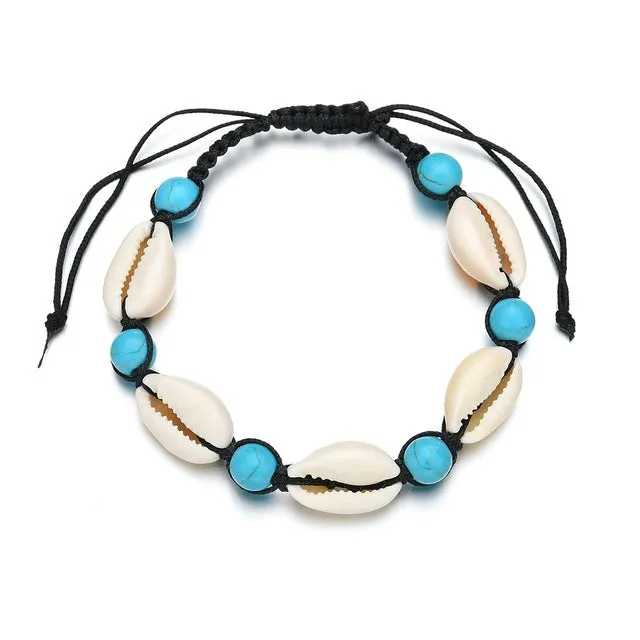 Yiustar 1pc Cowrie Blue Shell Bracelet femme Adjustable boho Macrame Classmate Real Seashell Bracelet Mothers Day Jewelry Bijoux